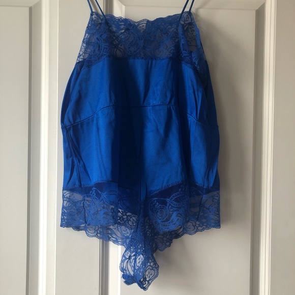 Vintage Royal Blue Lacy Nylon Teddy - Picture 7 of 8